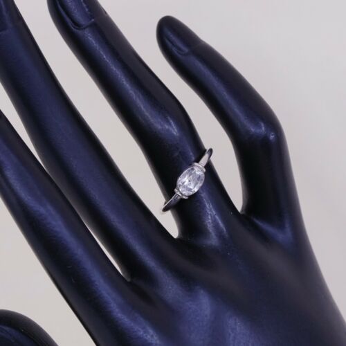 Sz 5.25, Sterling Silver Handmade Ring, 925 Silver Engagement Ring W/ Crystal