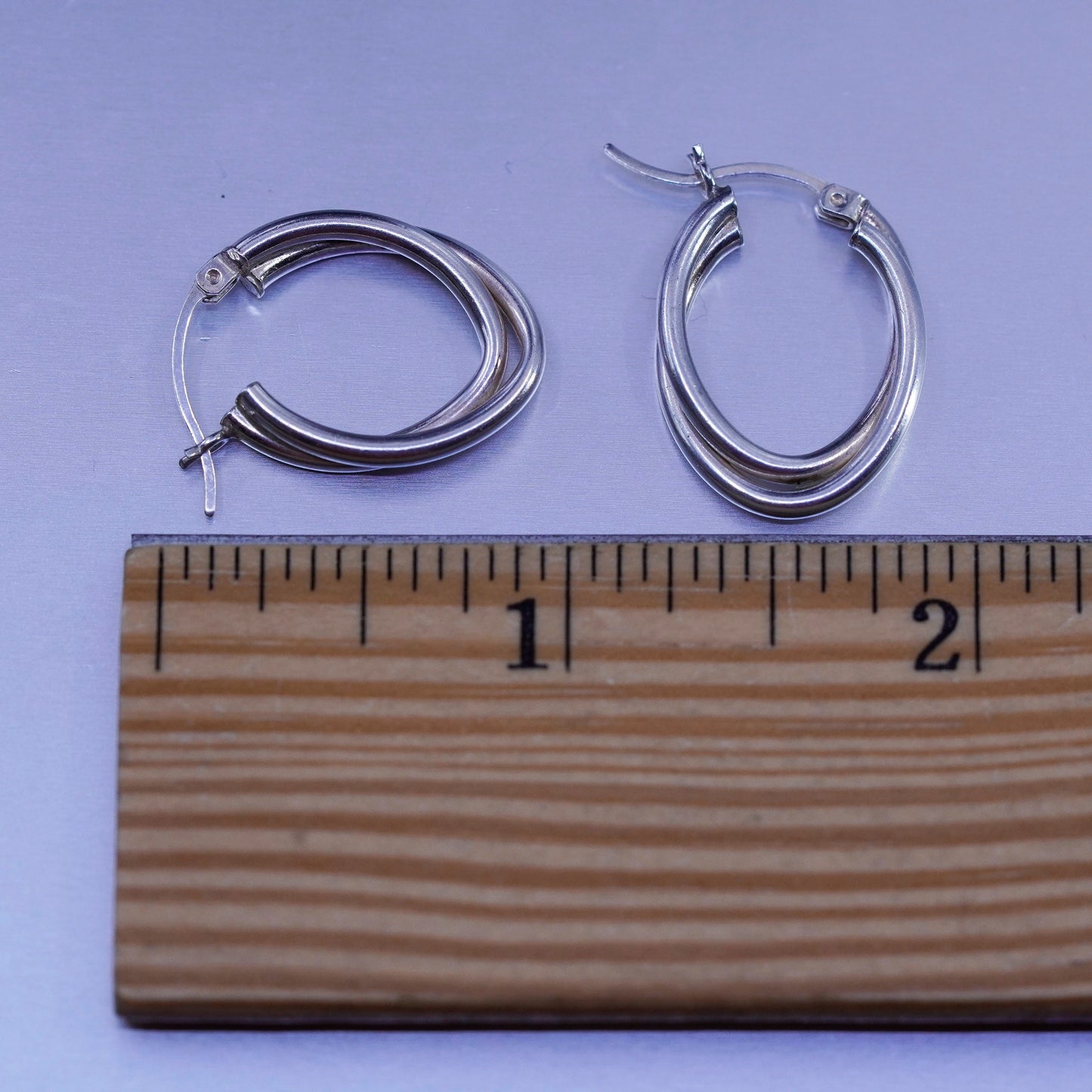 0.75”, vintage Sterling silver handmade earrings, 925 twisted hoops