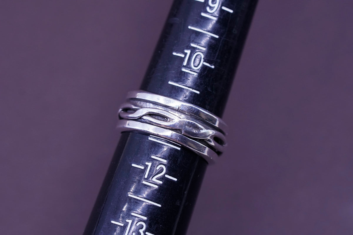 Size 11, vintage Sterling silver prayer ring, 925 spinner band