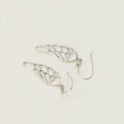 Vtg Sterling 925 Silver Handmade Filigree Wing Shaped Earrings, Stamped 925