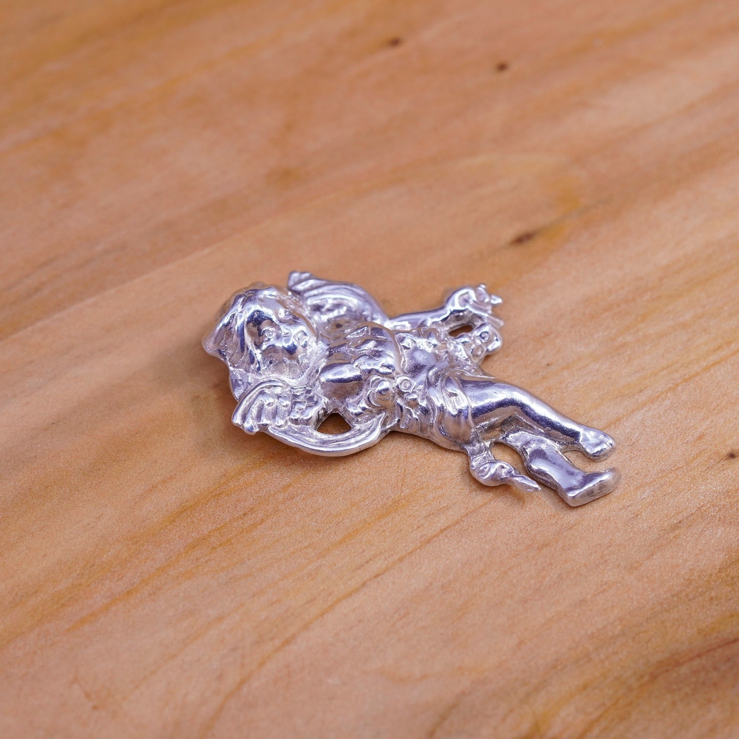 Vintage Sterling silver handmade pendant, Italy 925 angel charm