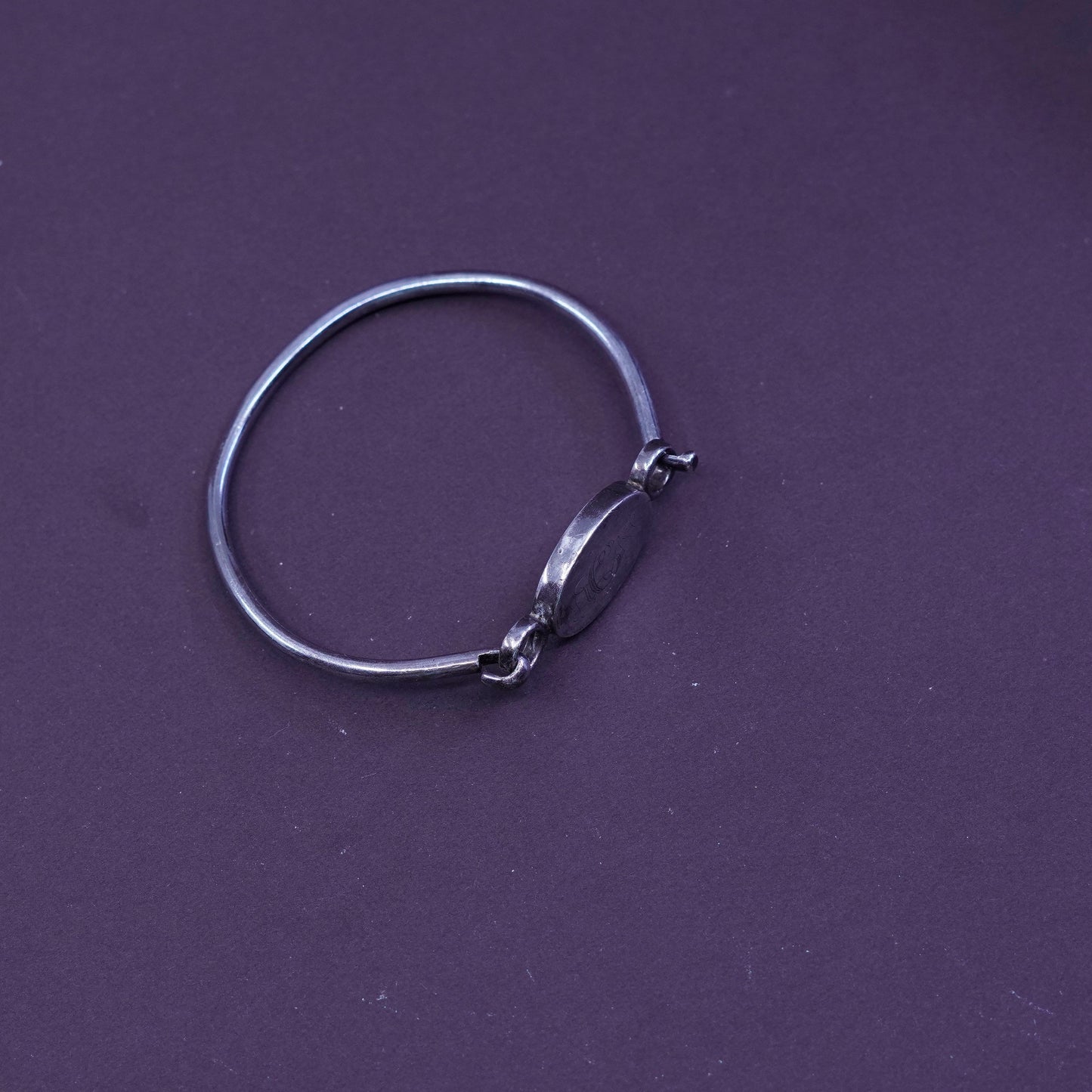 6”, Judith jack sterling silver bracelet, 925 bangle with name tag monogram ACN