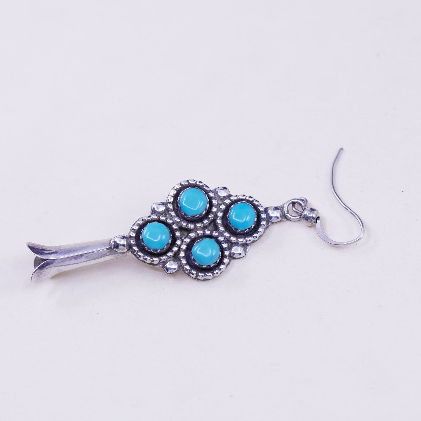 Native American Fredrick Chavez earrings. Navajo Sterling 925 dangles turquoise