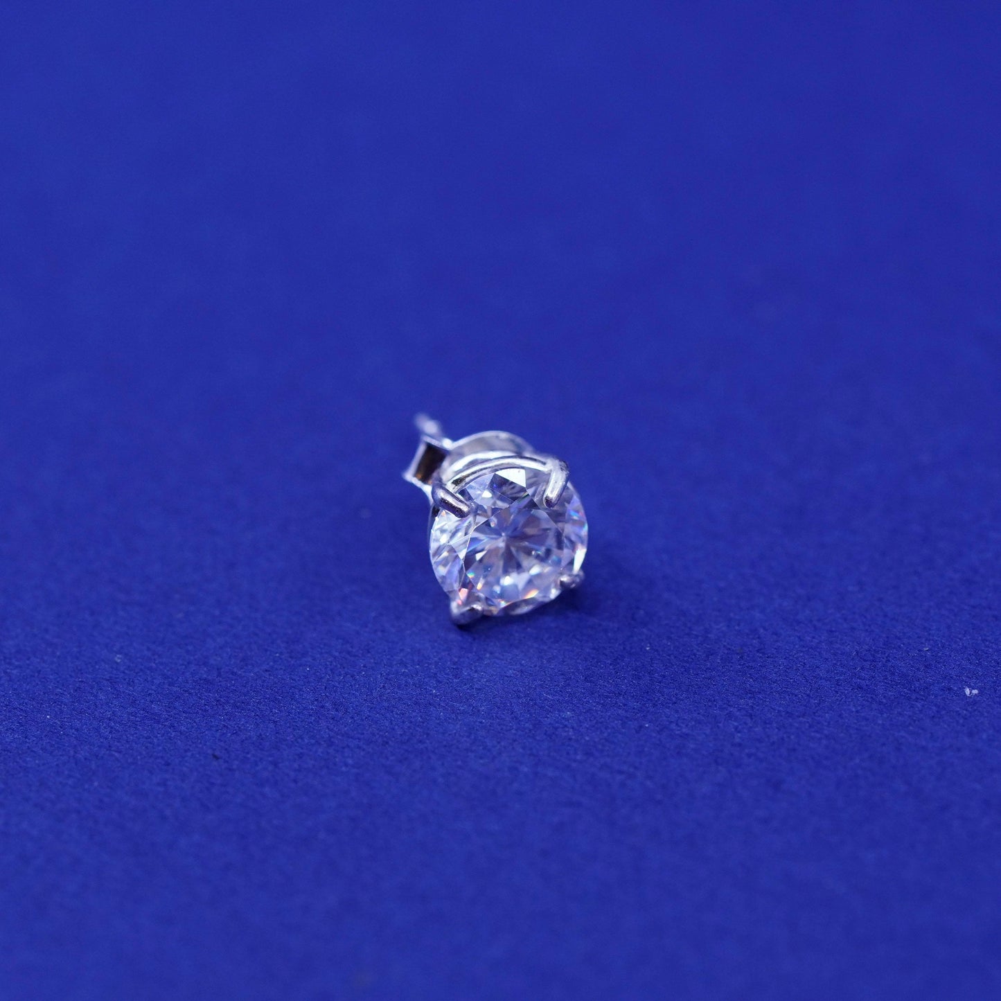 5mm, Vintage sterling silver handmade earrings, 925 studs with CZ