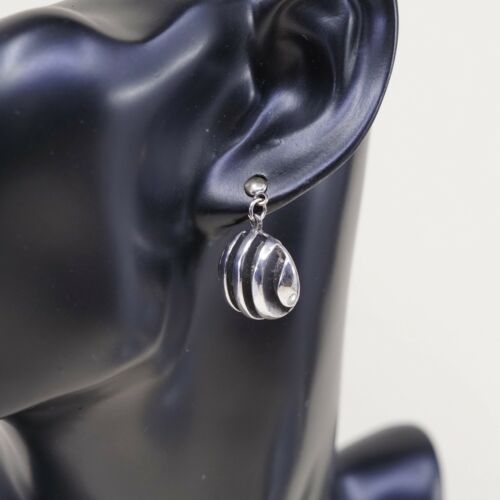 Vtg Mexico Modern Sterling Silver Handmade Earrings, 925 Silver Round Dangles
