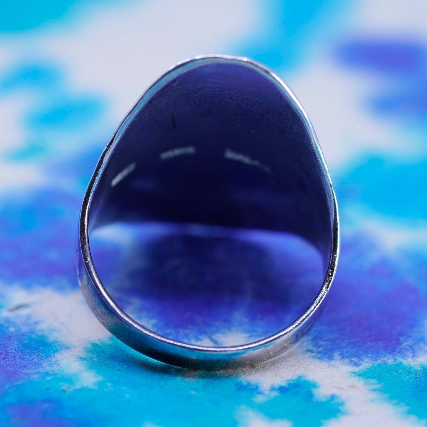 Size 7, vintage Sterling silver handmade ring, modern hammered 925 band