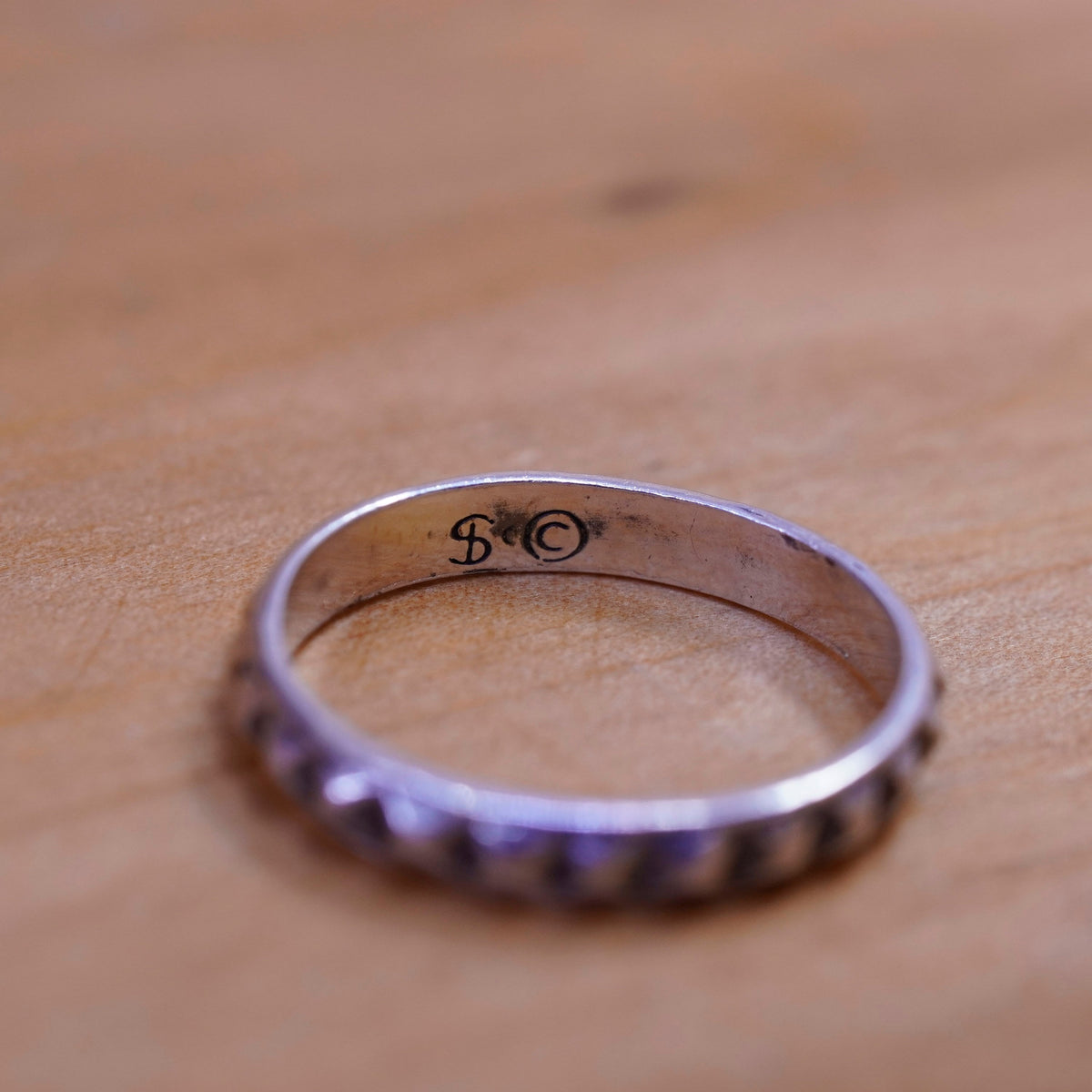 Size 6, Sterling silver stackable handmade ring, 925 stackable band with beads