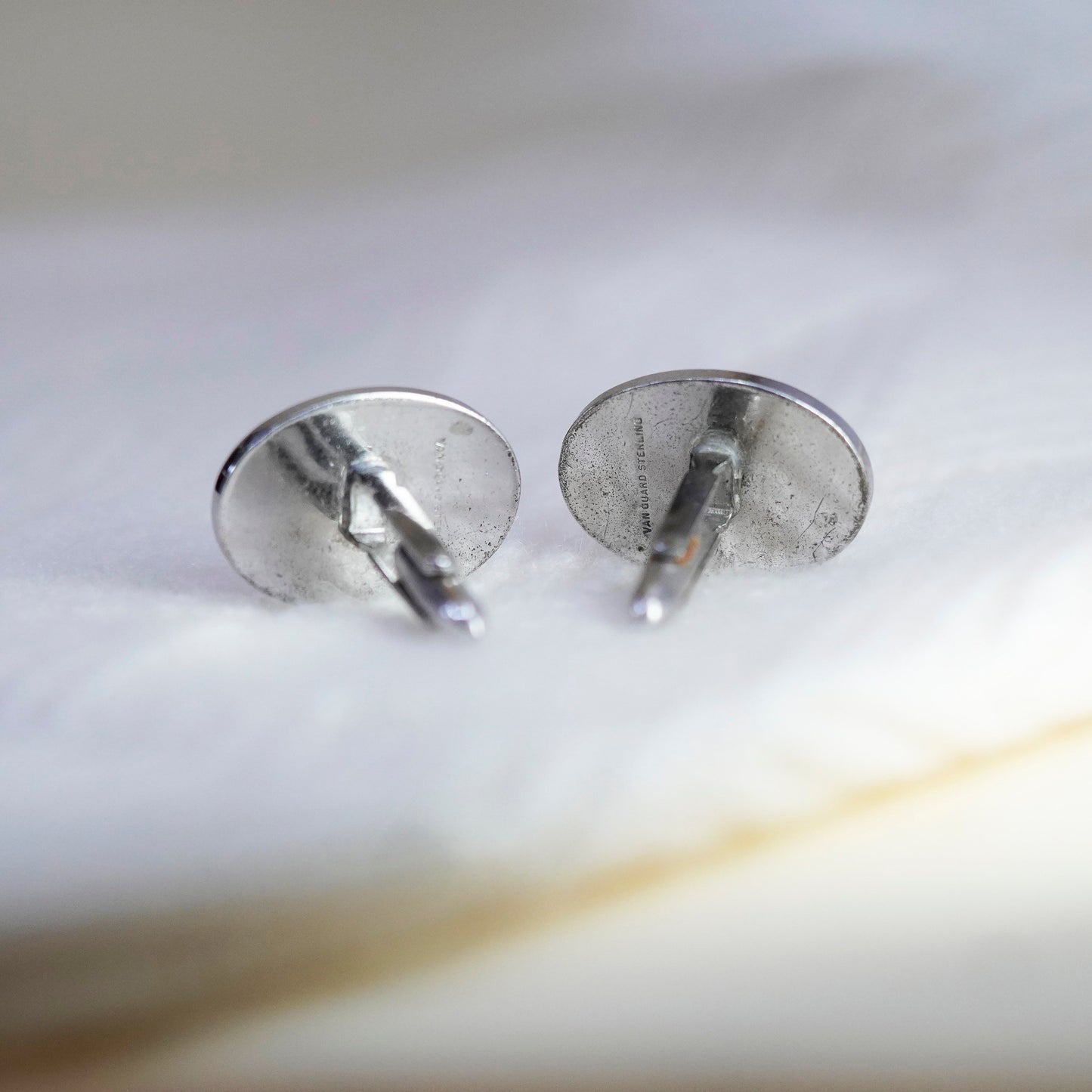 Vintage modern vanguard sterling silver cuff link, 925 cufflink