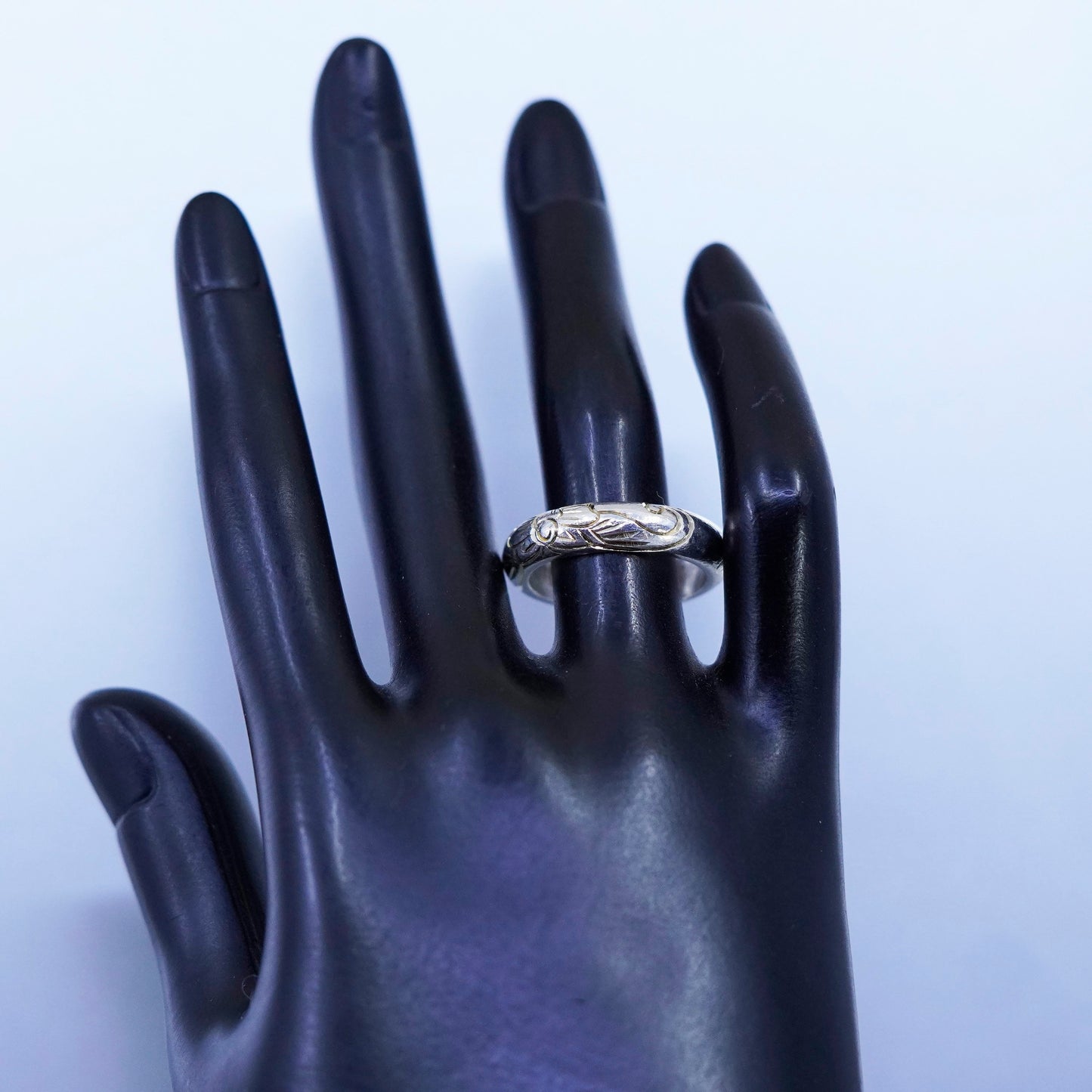 Size 10, southwestern Sterling 925 silver inspirational ring, band butterfly