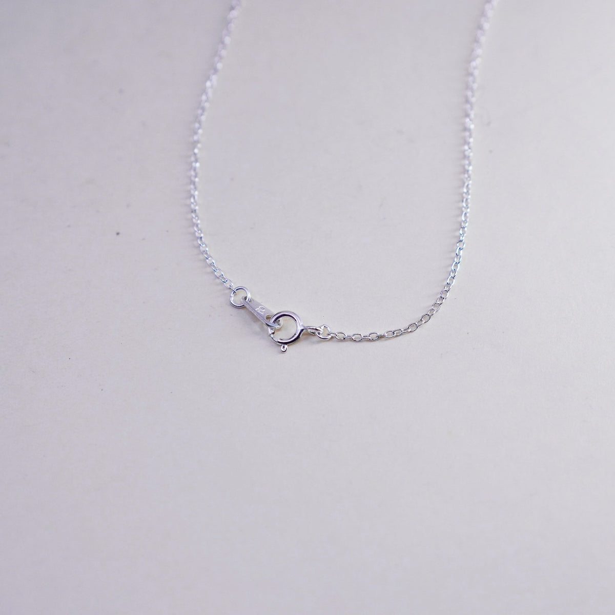 18”, Sterling silver necklace, 925 circle rose gold pendant two hearts one love