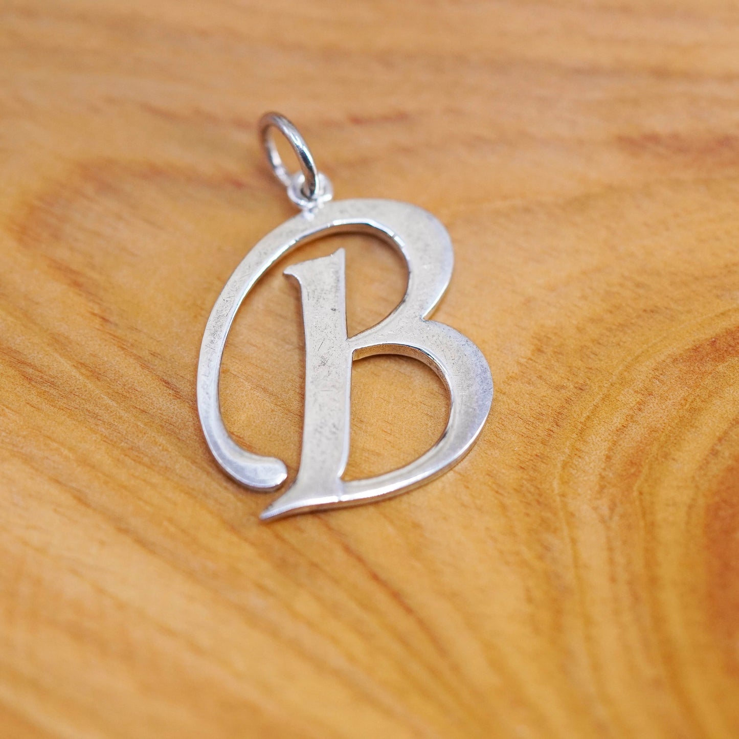 Vintage Sterling silver handmade pendant, 925 initial letter B