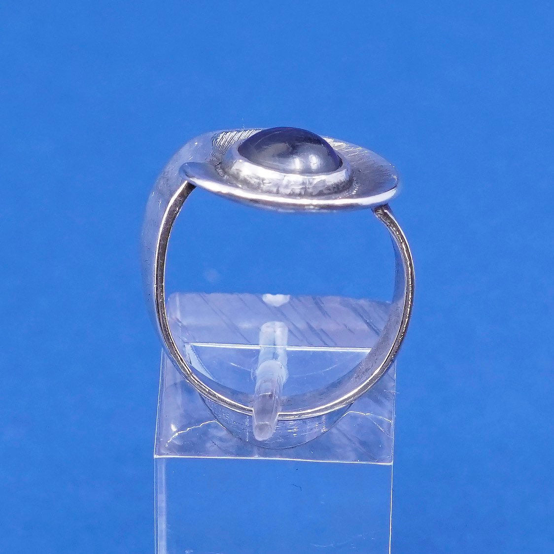 sz 7.5, vtg modern Sterling silver handmade ring, southwestern, 925 w/ hematite