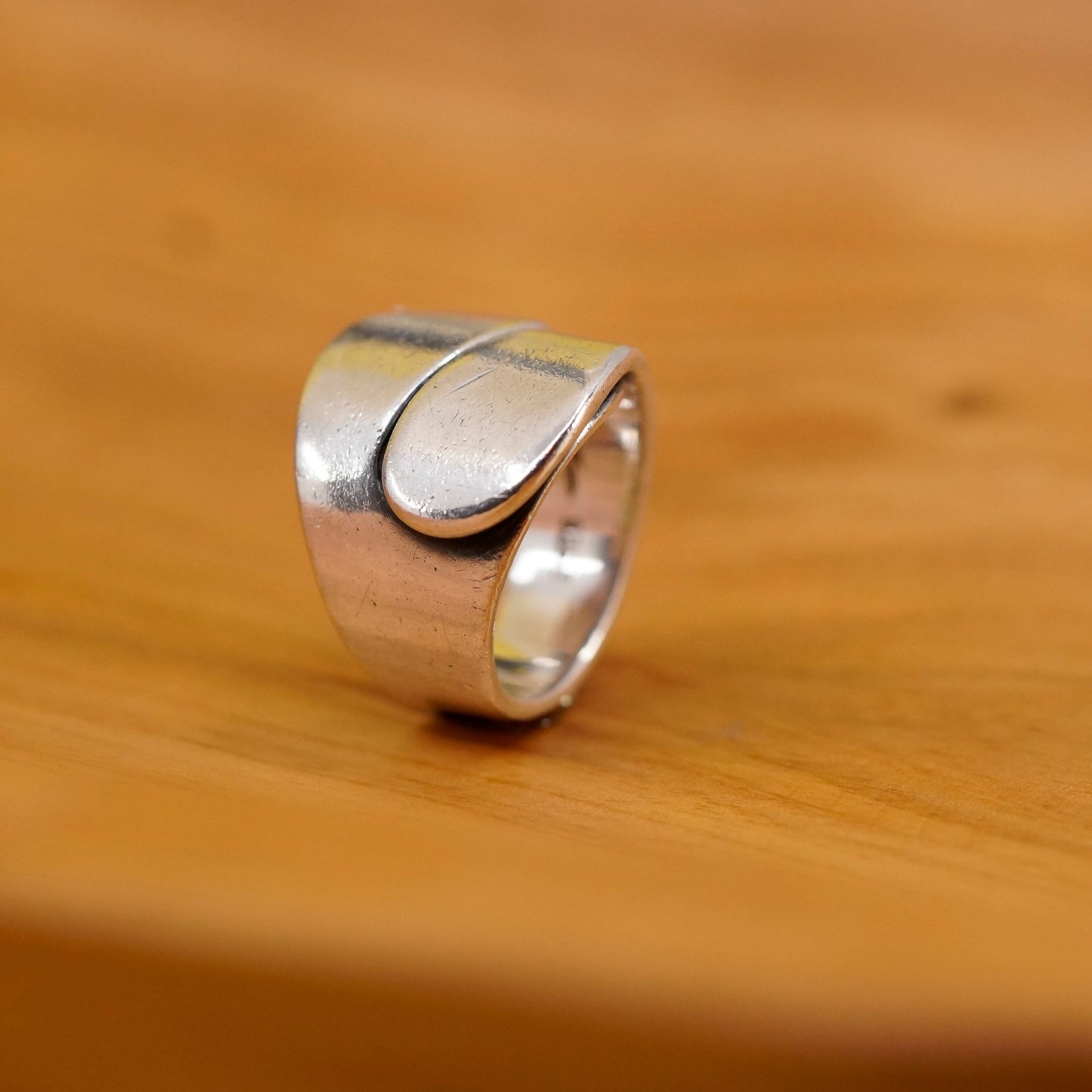 Size adjustable, designer Hans Hansen Sterling silver ring, 925 ribbed band