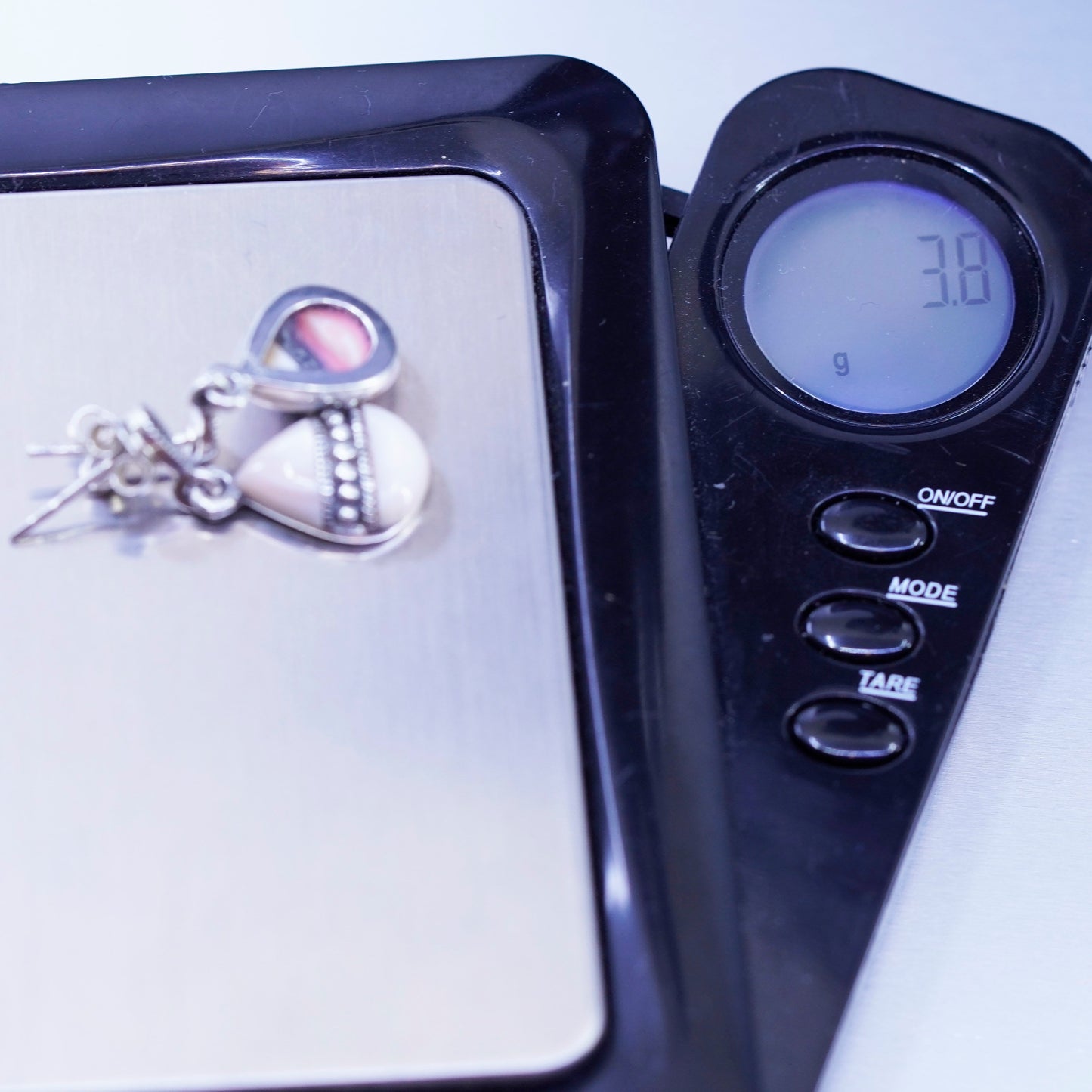 Vintage Sterling 925 silver handmade earrings with teardrop mother of pearl