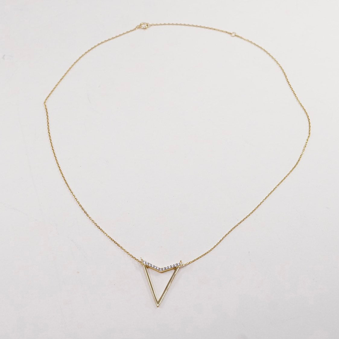 16+2”, Vermeil gold sterling silver necklace, 925 circle chain w/ pendant N Cz