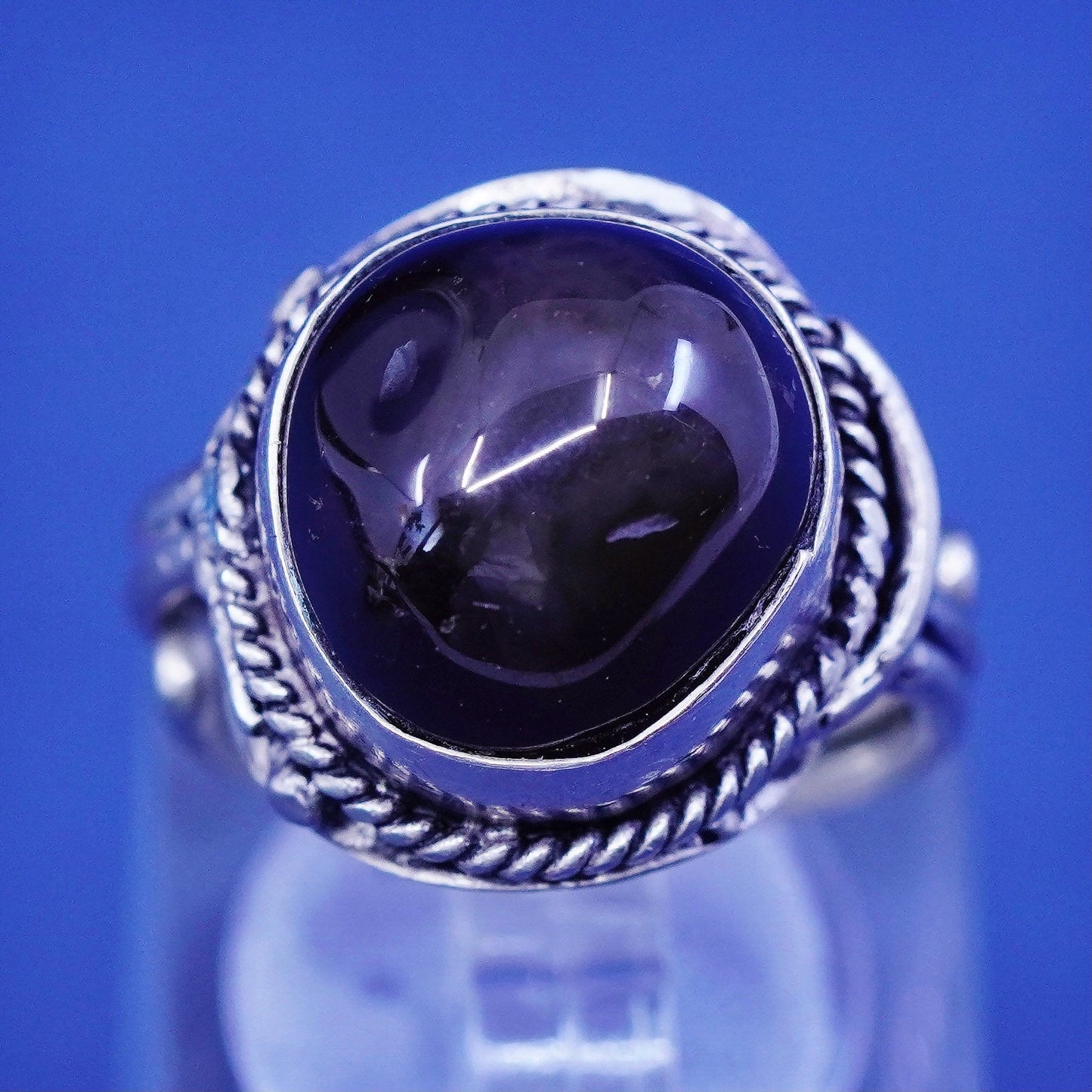 Size 5.5, vintage Sterling 925 silver handmade ring with tiger eye