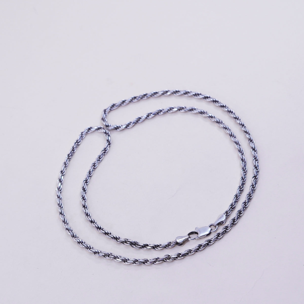 22”, 4mm, vintage Sterling silver necklace, 925 diamond rope chain