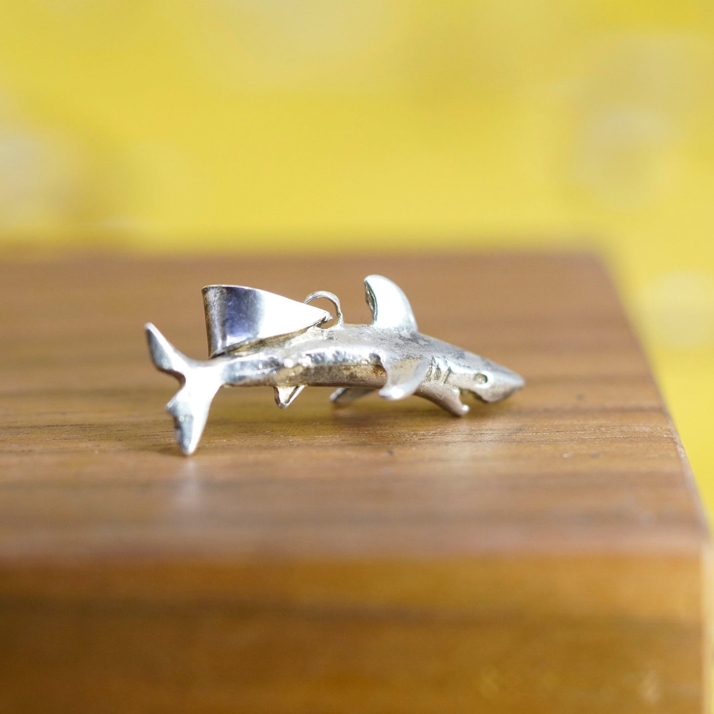 Vintage Sterling silver handmade pendant, 925 shark charm