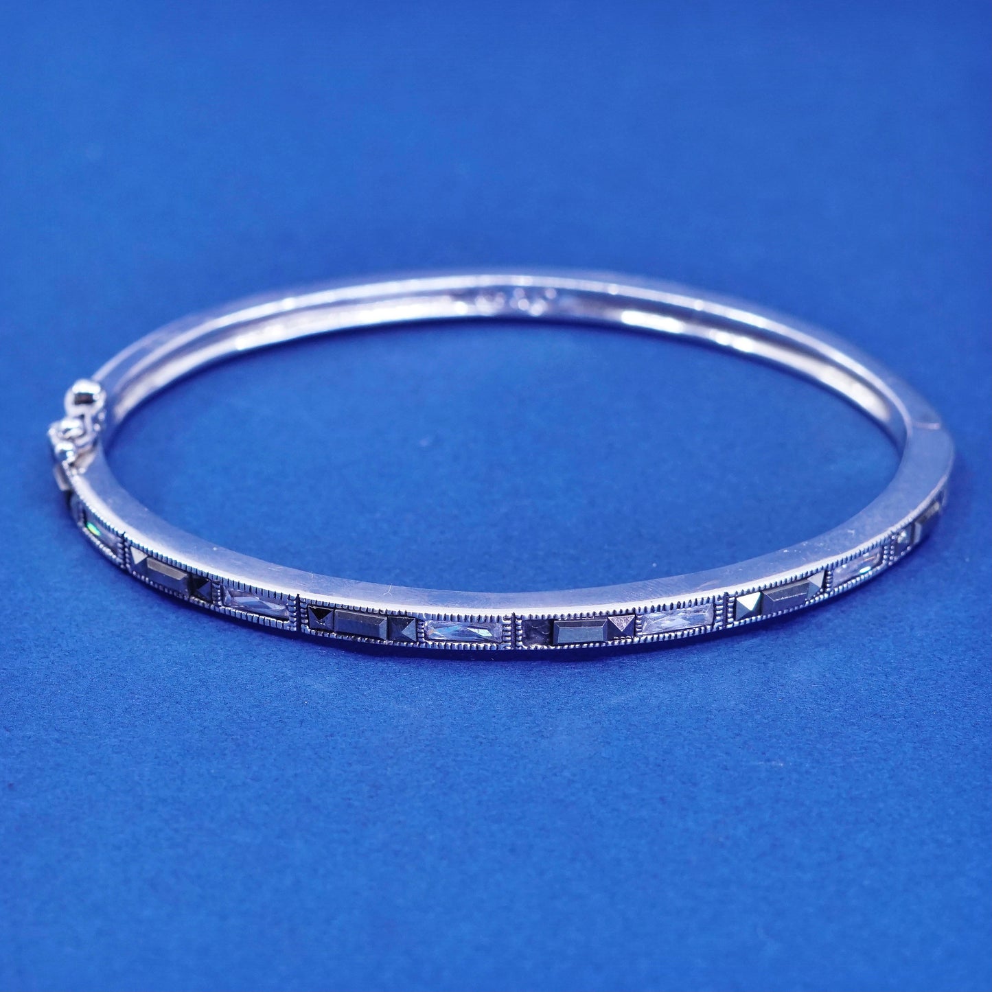 7”, Judith Jack sterling silver marcasite bracelet, 925 bangle w/ Marcasite