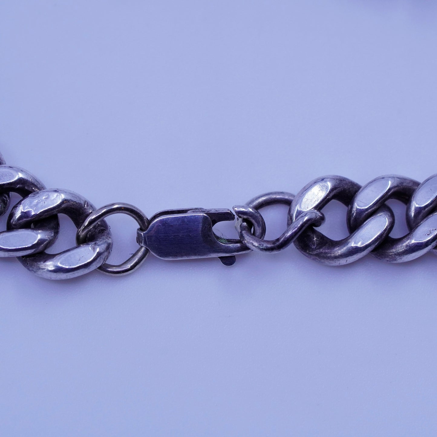 7.5”, doskow Sterling silver bracelet, 925 curb chain name tag engraved “FES”