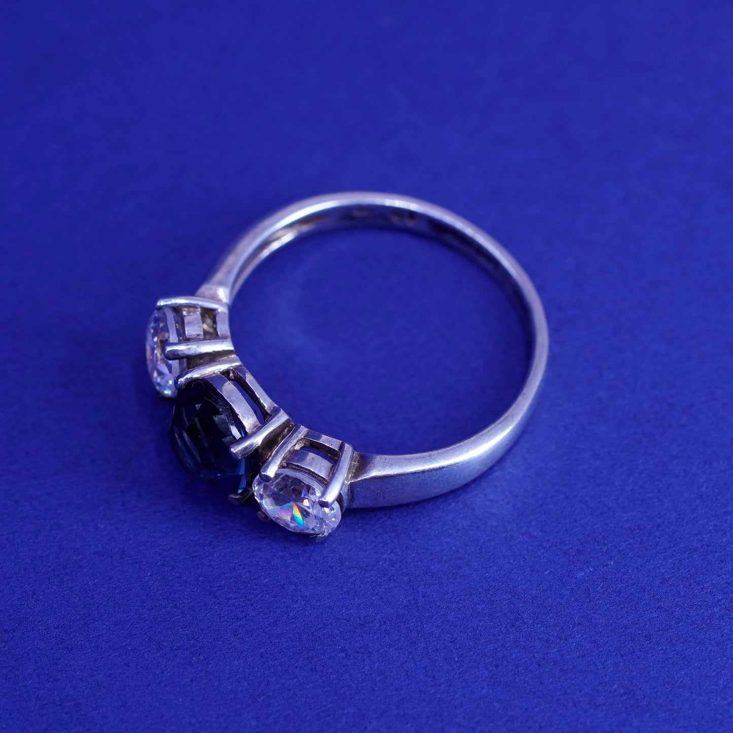 Size 10.25, vintage sterling 925 silver handmade ring with blue topaz