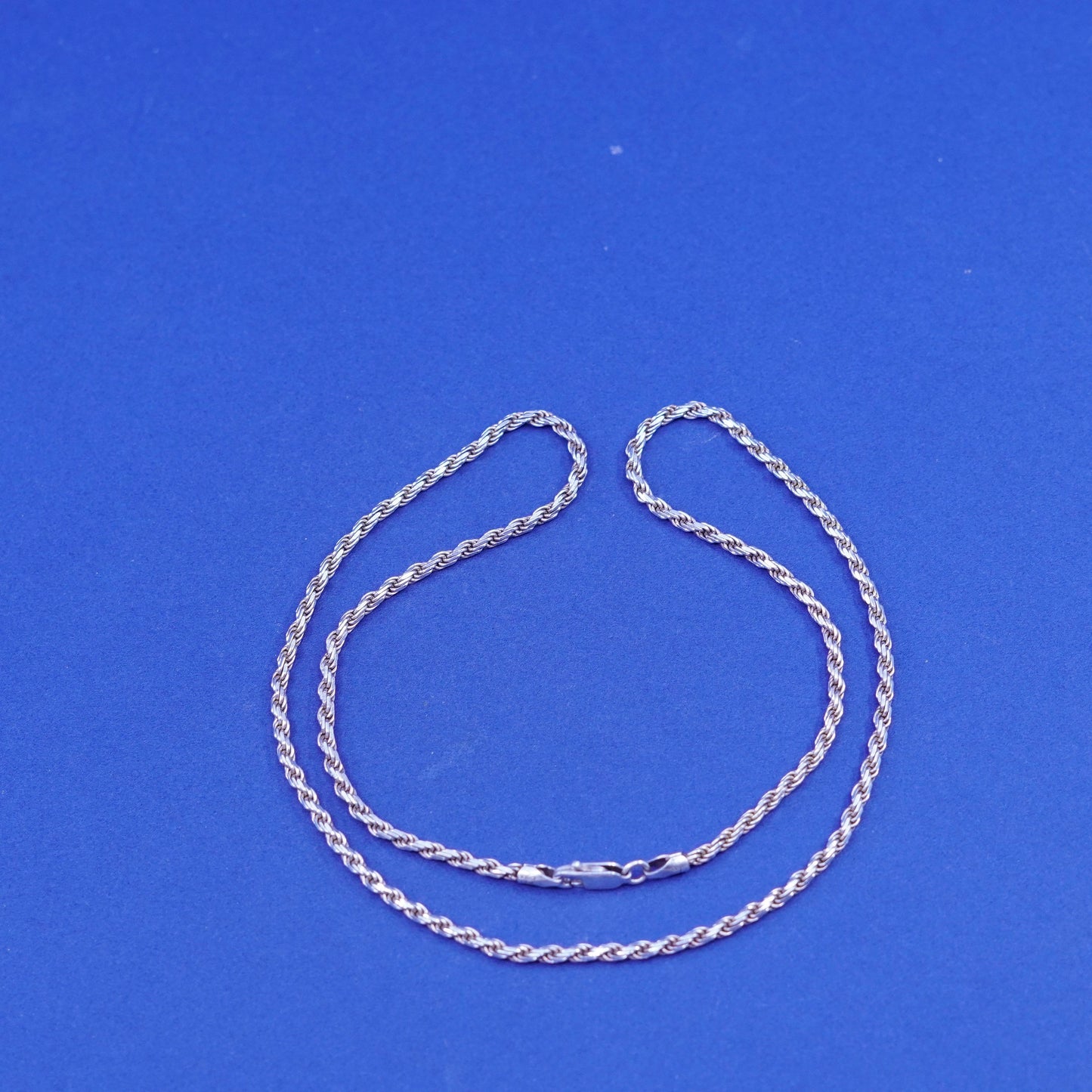 18”, 2mm, vintage Sterling silver handmade necklace, 925 rope chain