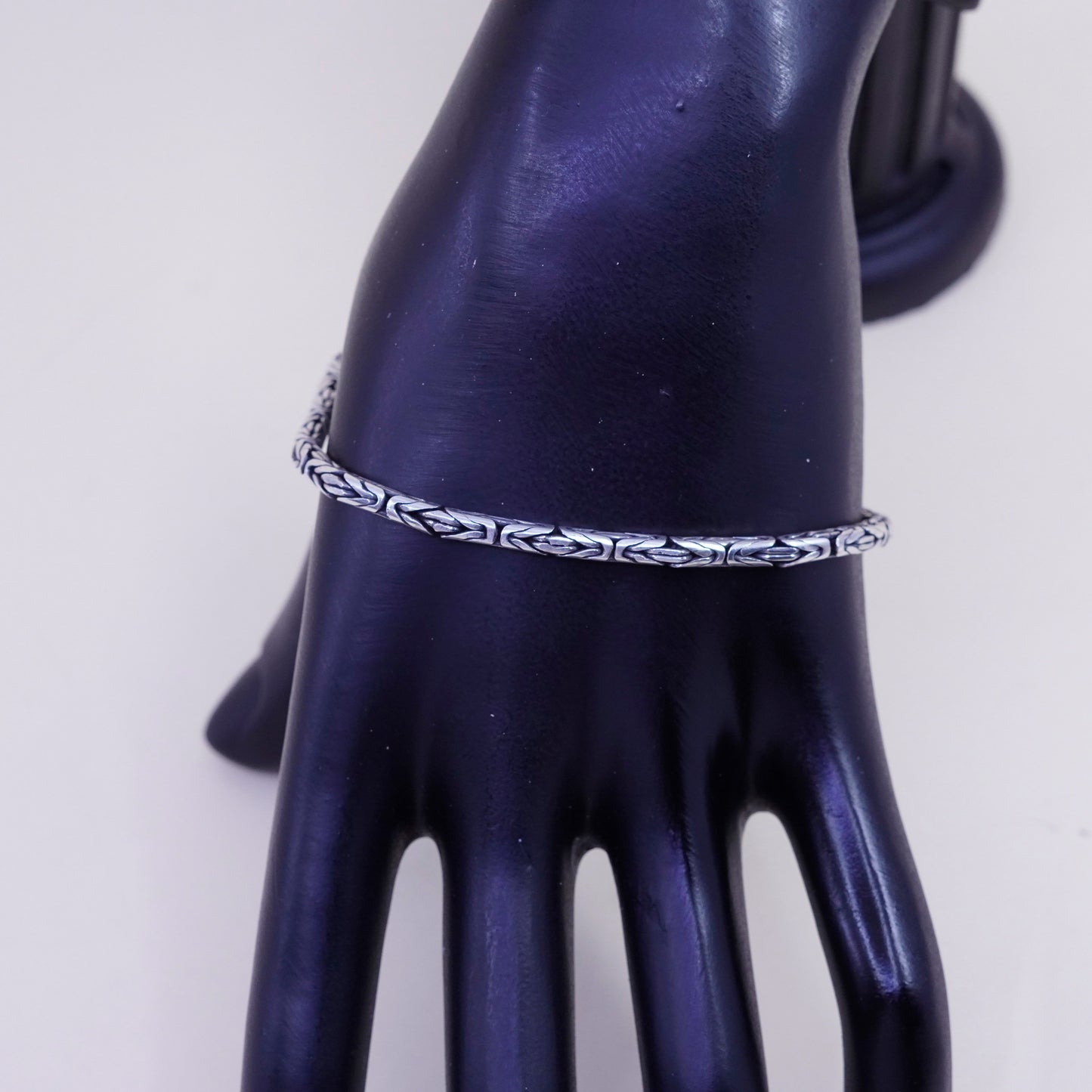 7.75”, bold Sterling silver handmade bracelet, 925 Byzantine, birdcage chain