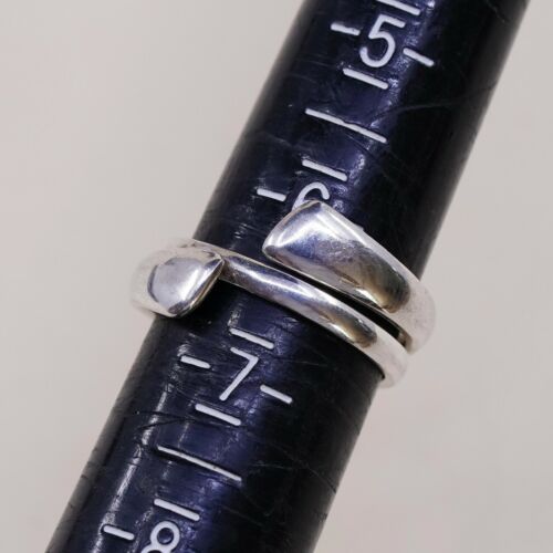 Size 6.5, Vtg Sterling 925 Silver Handmade Wrap Around Ring Band