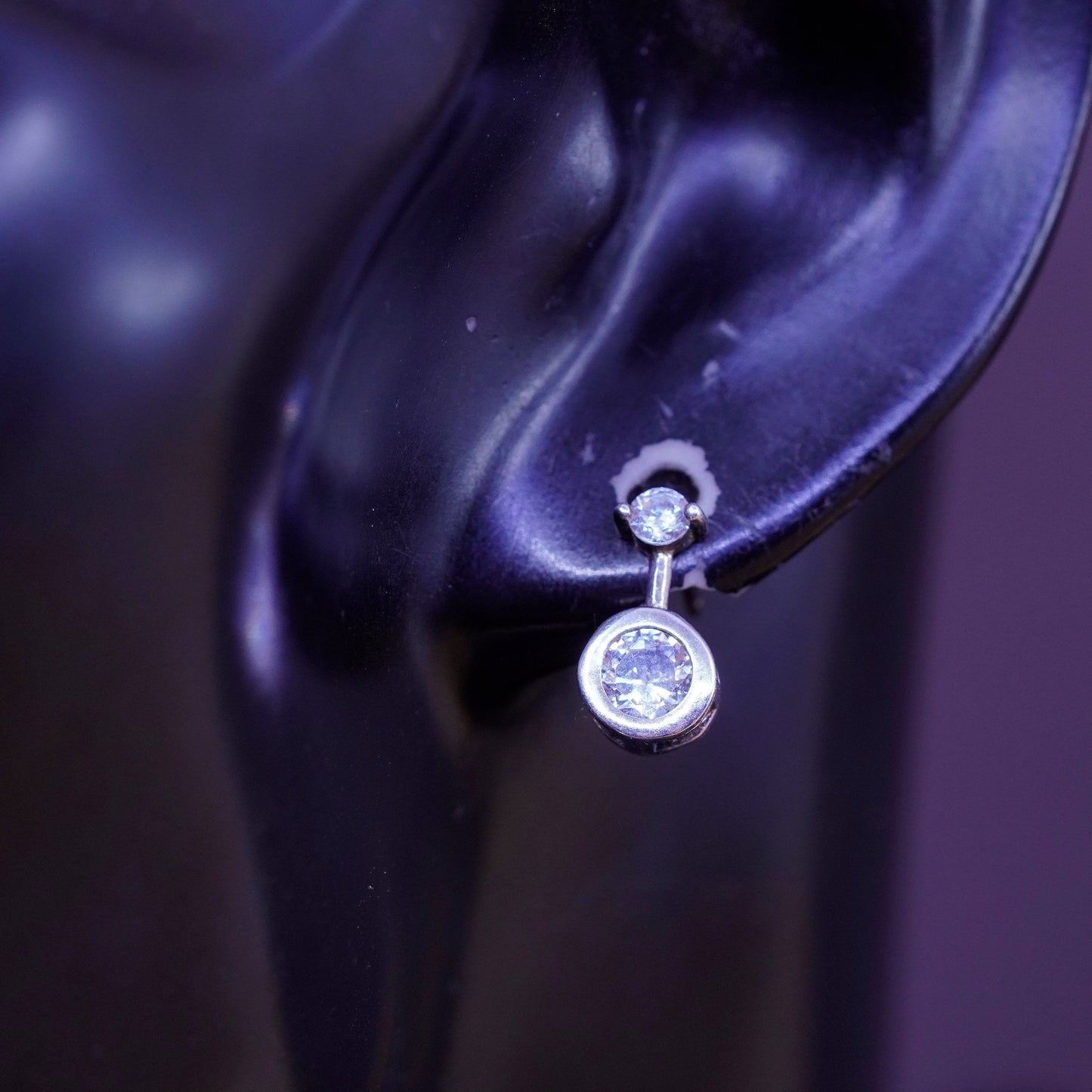vintage Sterling 925 silver studs, round cz earrings