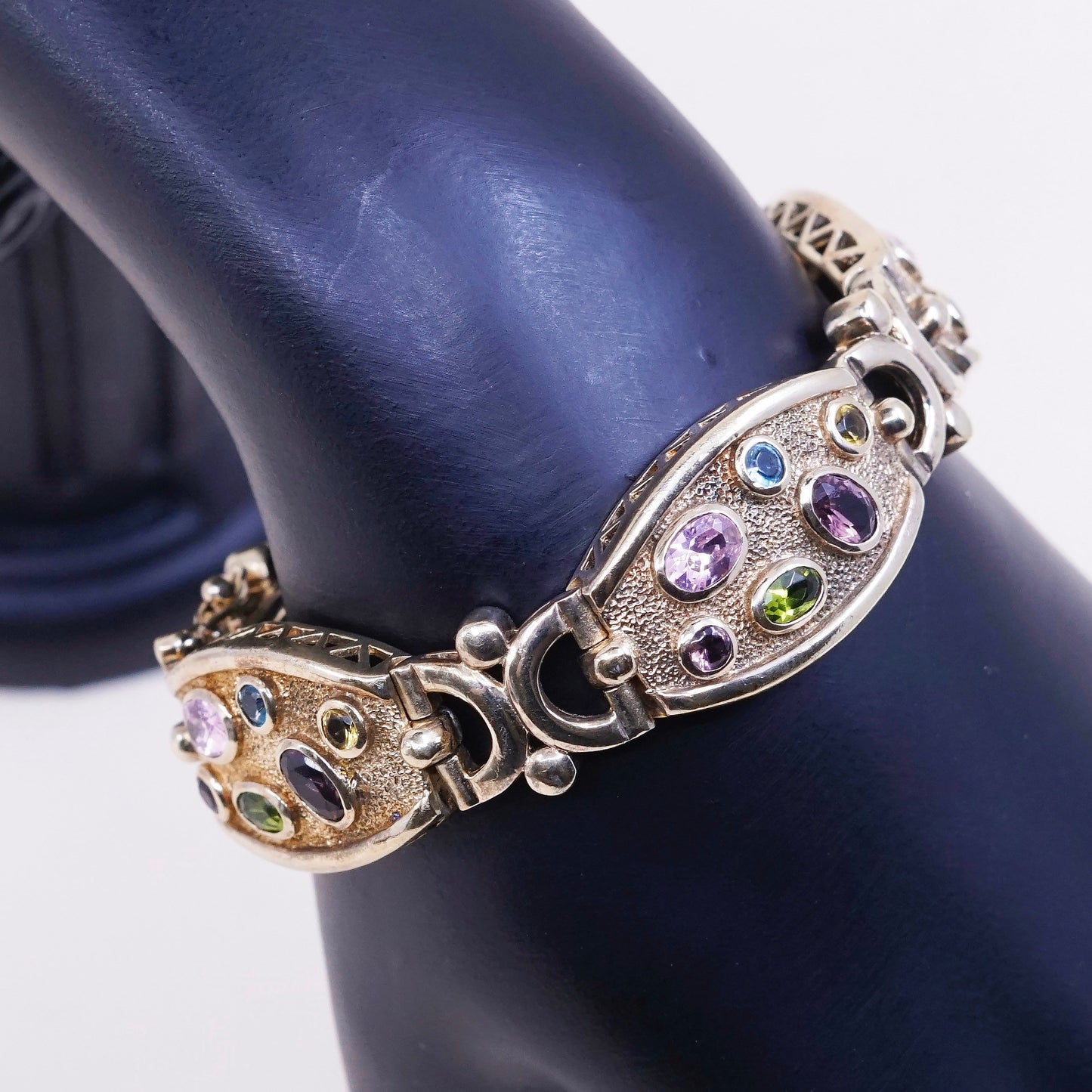 6”, SETA vermeil gold over Sterling 924 silver tennis bracelet w/ citrine topaz