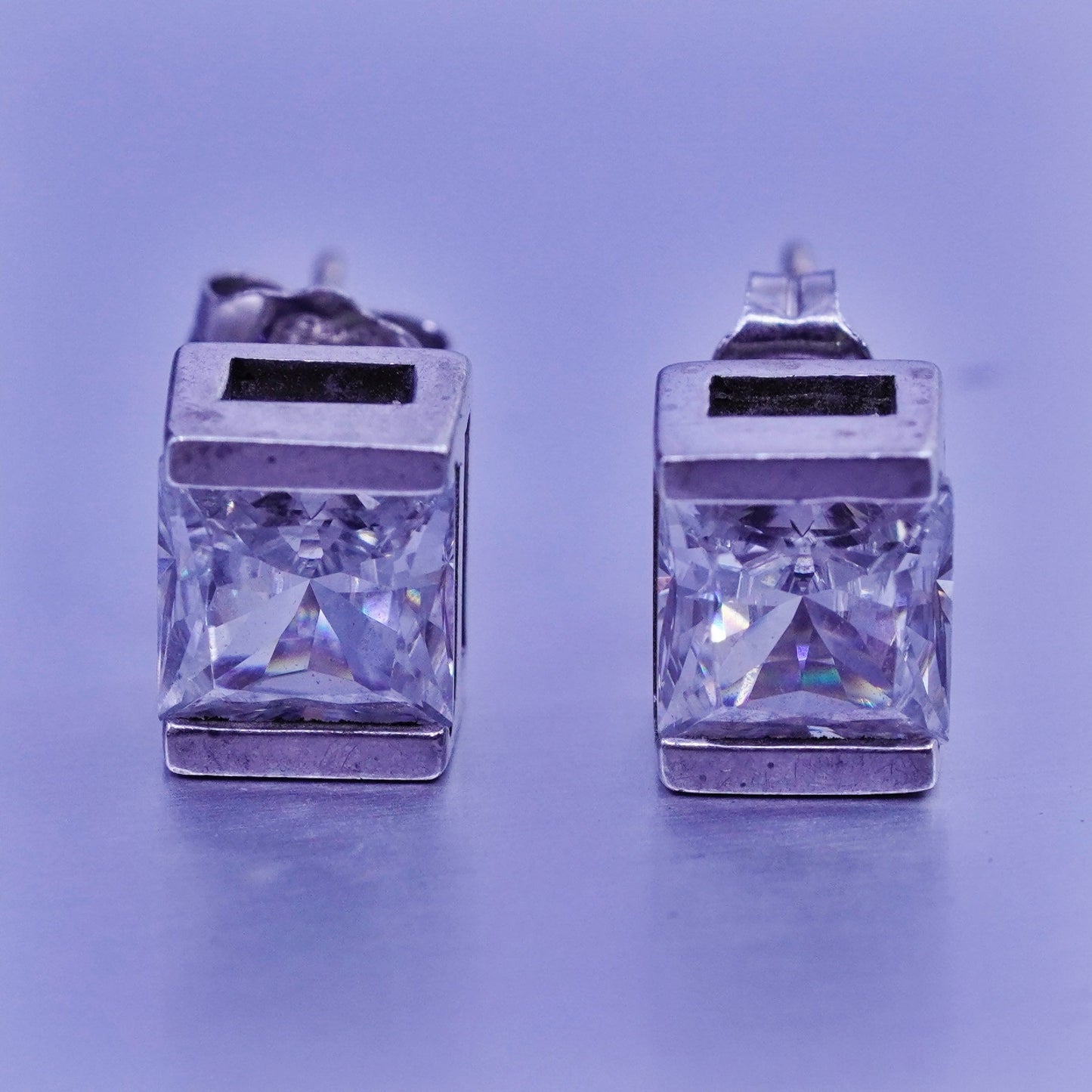 Vintage Sterling 925 silver earrings, studs with cz inlay