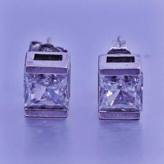 Vintage Sterling 925 silver earrings, studs with cz inlay