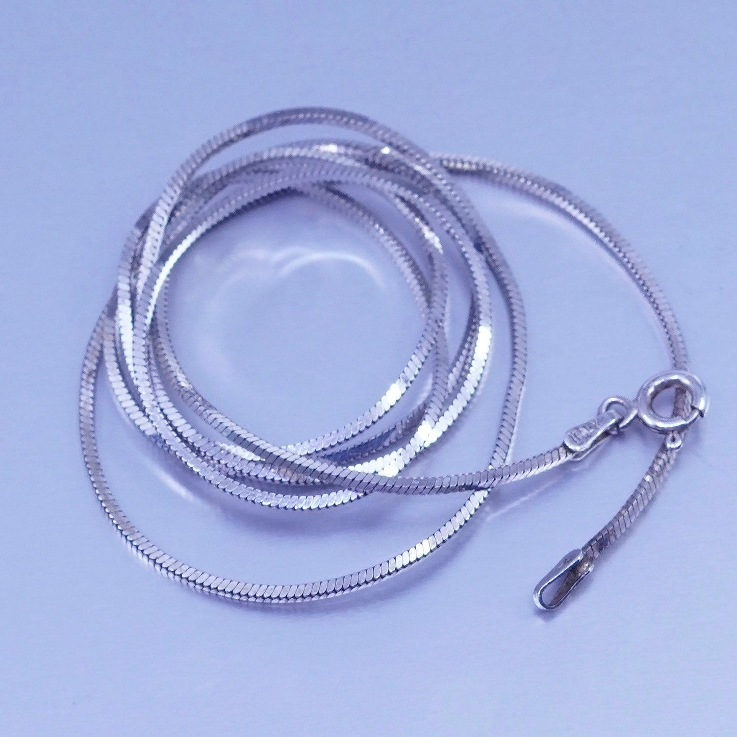 24” 1mm, vintage Italy Sterling 925 silver square snake chain necklace