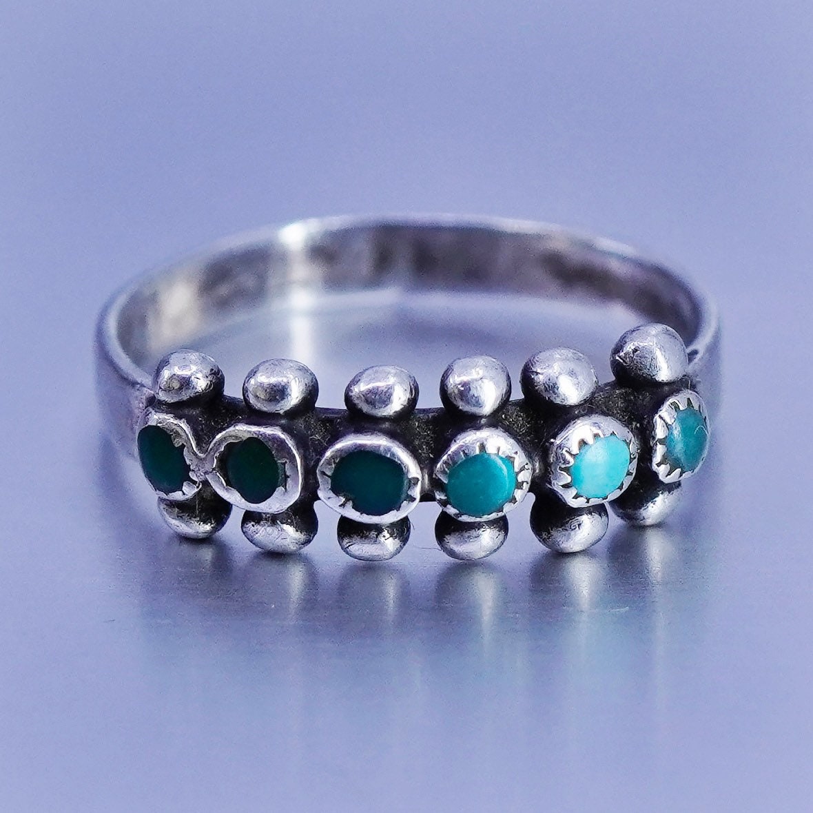 Size 6, Native American navajo Sterling 925 silver handmade ring with turquoise