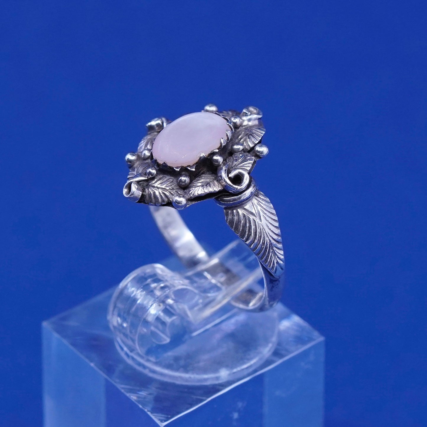 sz 5.75, southwestern Sterling 925 silver handmade heart ring w/ pink MOP