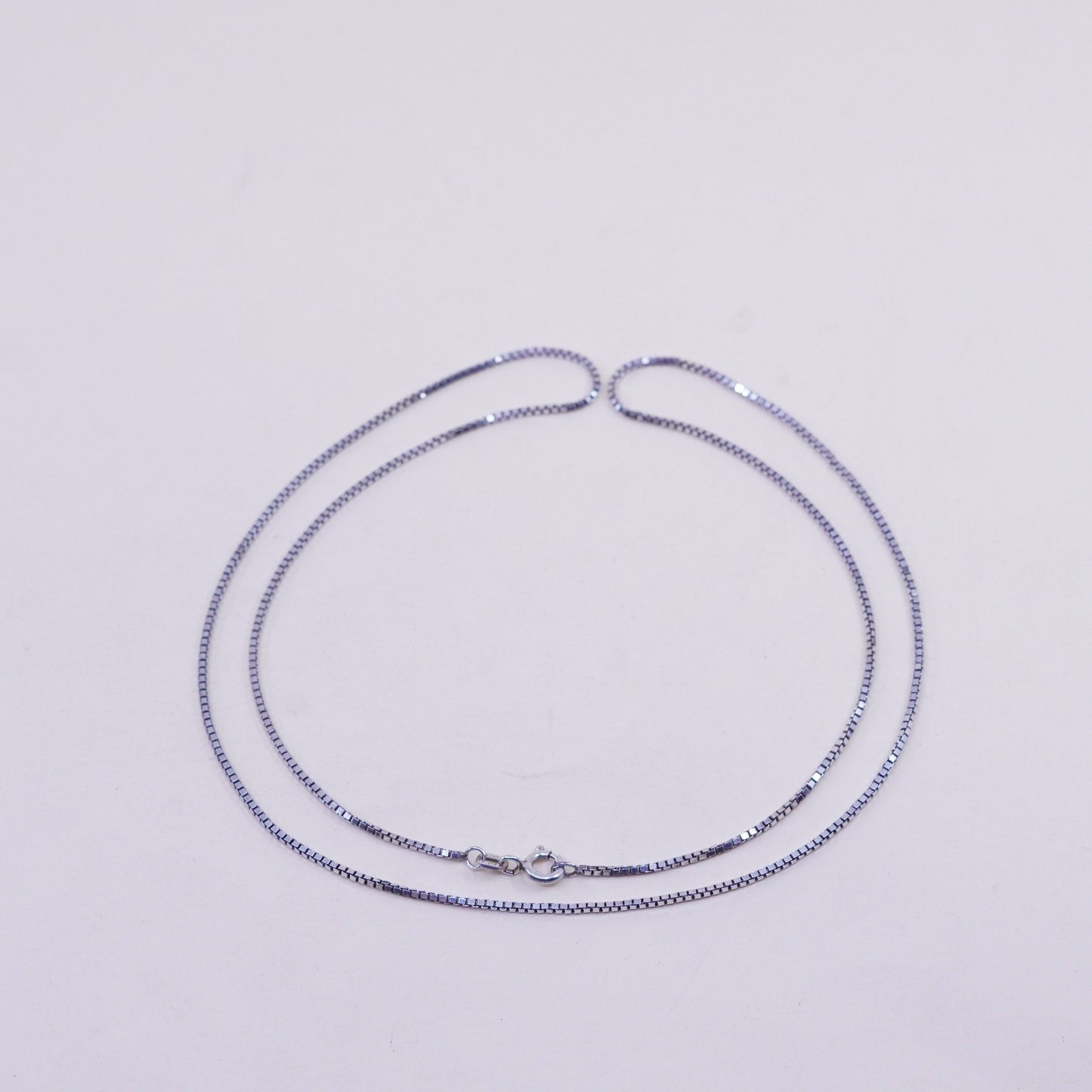 24”, 1mm, Vintage Italian sterling 925 silver box chain, necklace