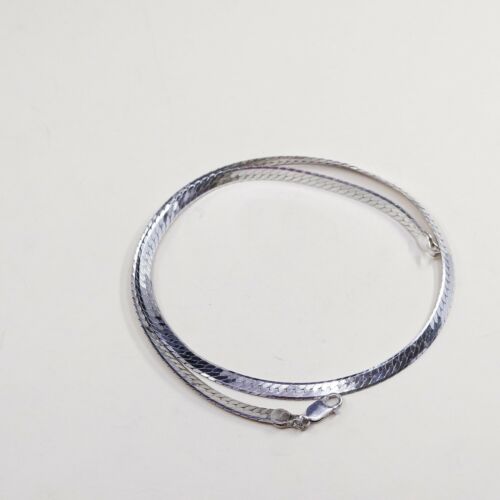 22” 6mm, Vtg Canada Made 925 Sterling Silver Herringbone Chain necklace