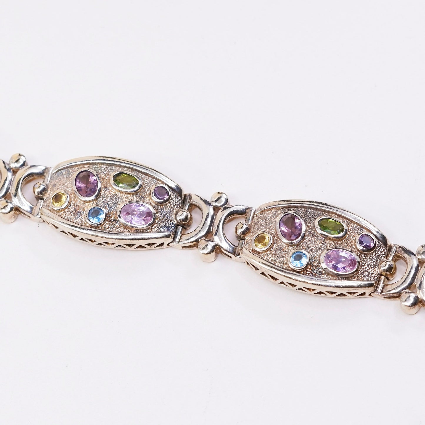 6”, SETA vermeil gold over Sterling 924 silver tennis bracelet w/ citrine topaz
