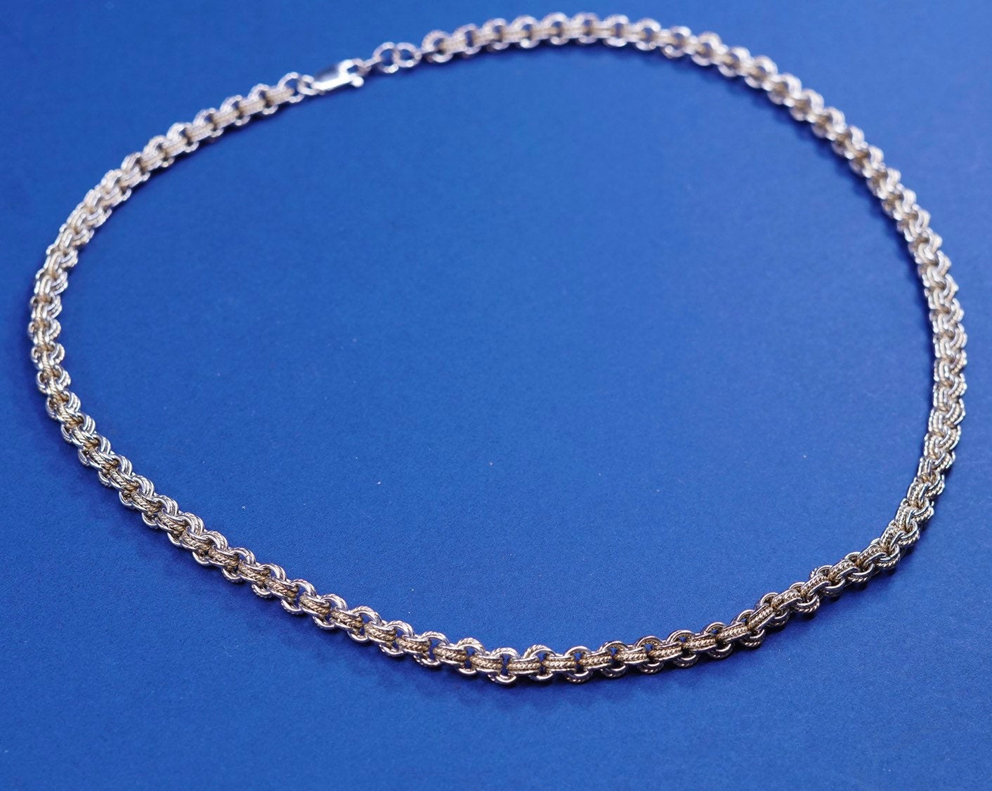 20”, 5mm, Sterling silver handmade necklace, two Tone 925 circle chain