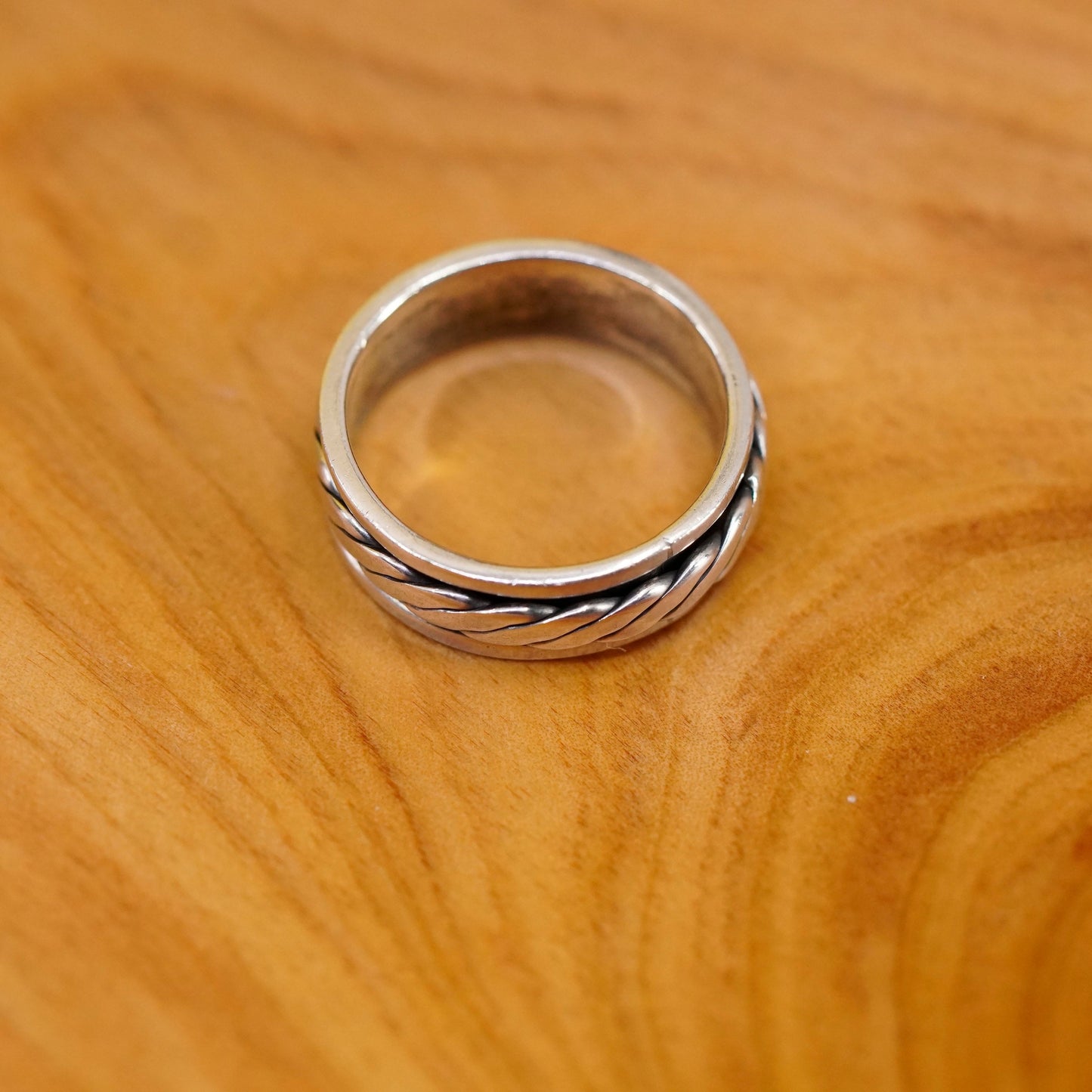 Size 7, vintage Sterling silver prayer ring, 925 spinner band