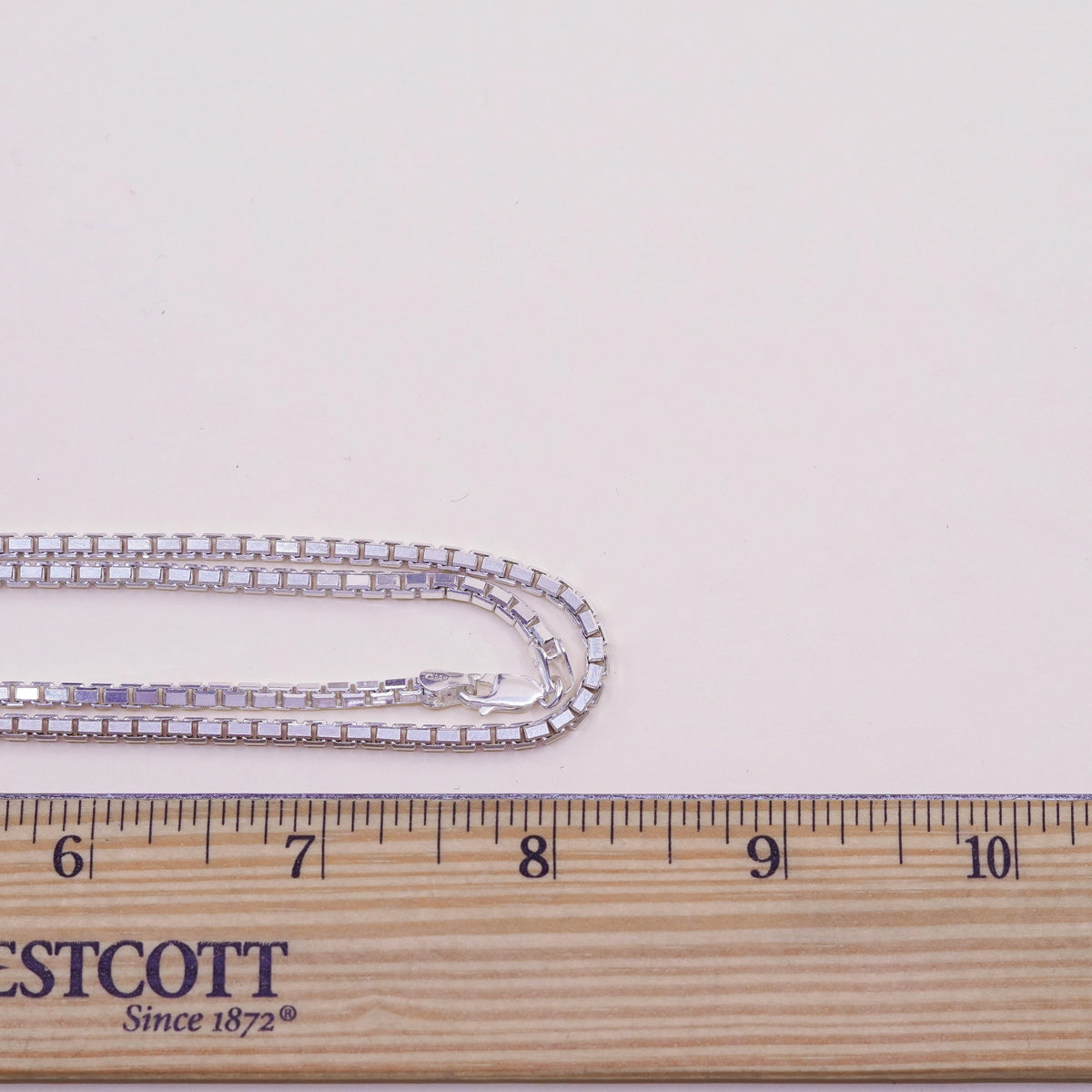 34”, sterling silver Italy 925 silver box chain, extra long sweater necklace
