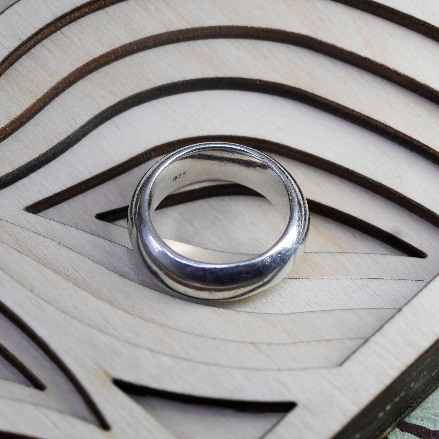 Size 8.5, Vintage sterling silver handmade ring, 925 wedding band