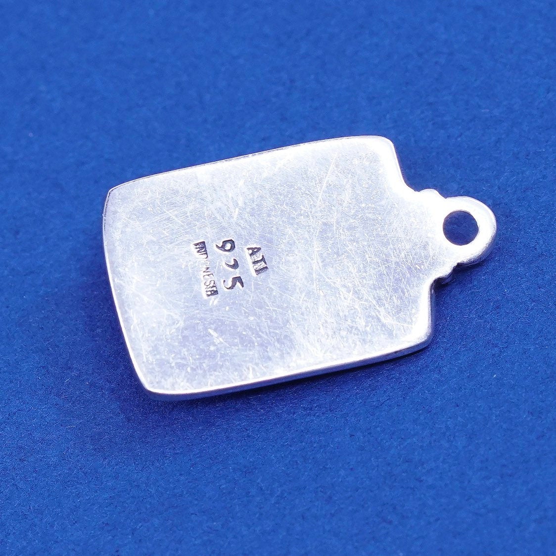 vtg Mexico ATI Sterling silver handmade pendant, 925 w/ oval obsidian