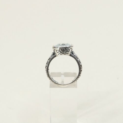 Sz 10, Vtg Sterling Silver Handmade Ring, 925 Silver Band W Blue topaz inlay
