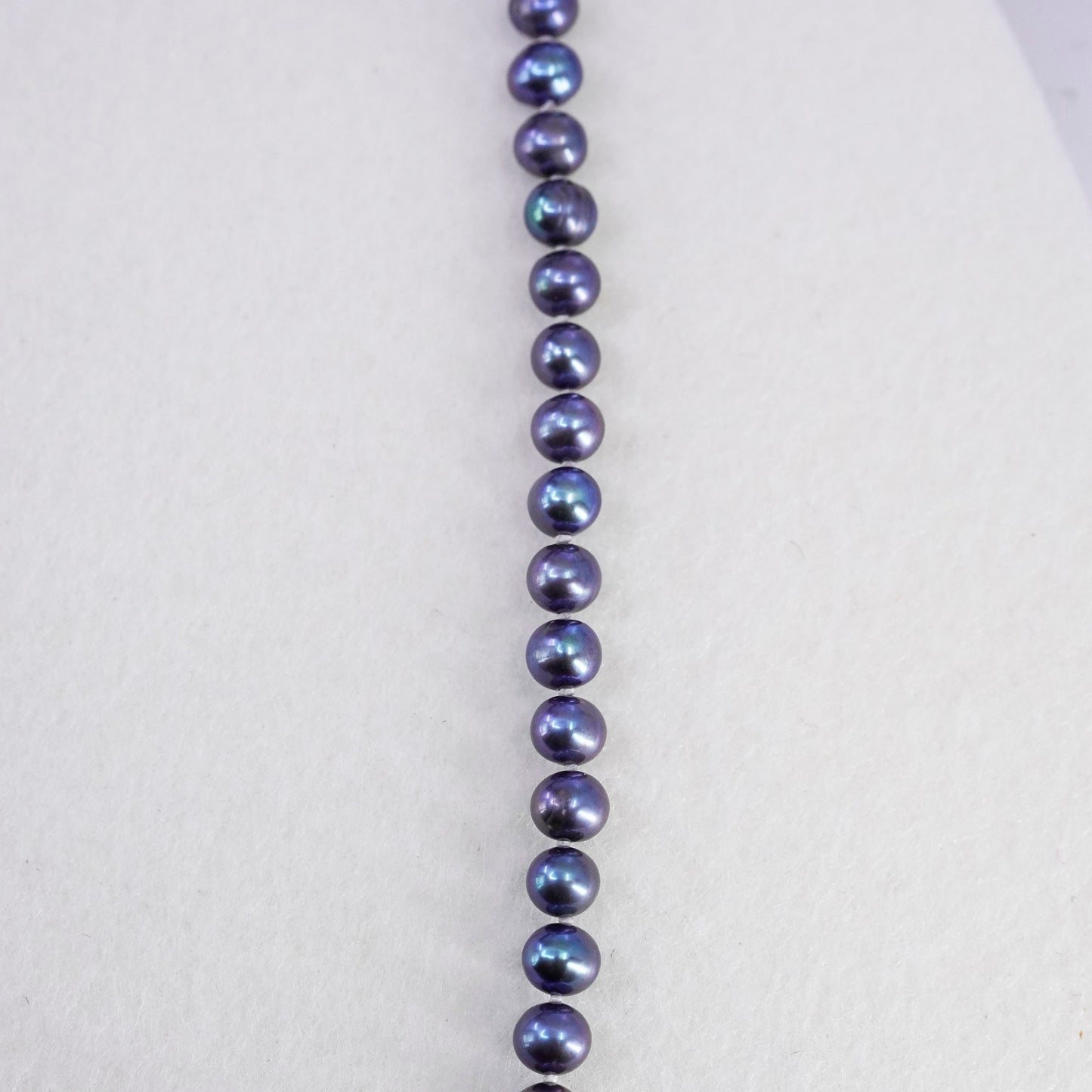 18”, vintage 6mm black pearl necklace with Sterling 925 silver clasp