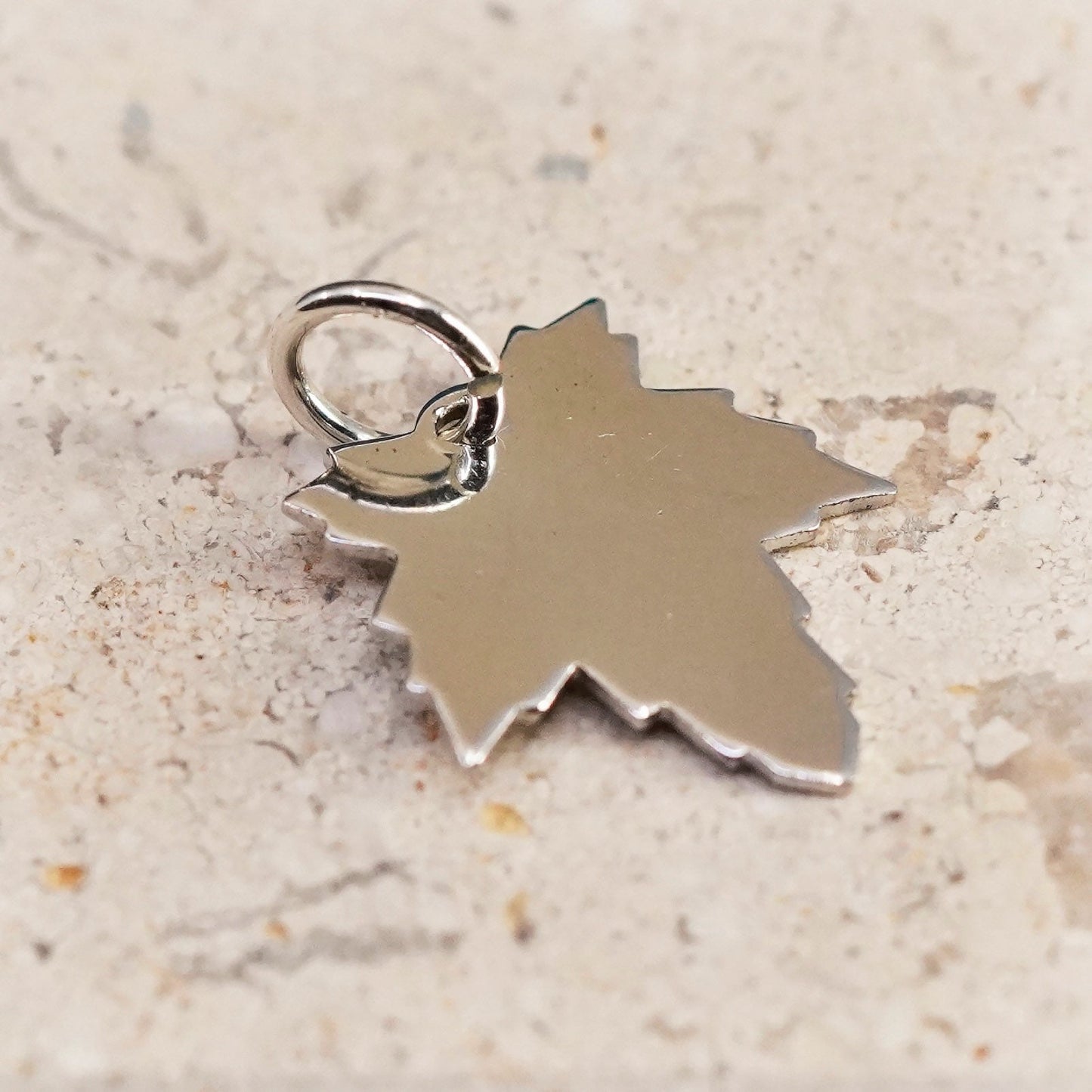 Vintage Sterling silver handmade pendant, 925 maple leaf charm
