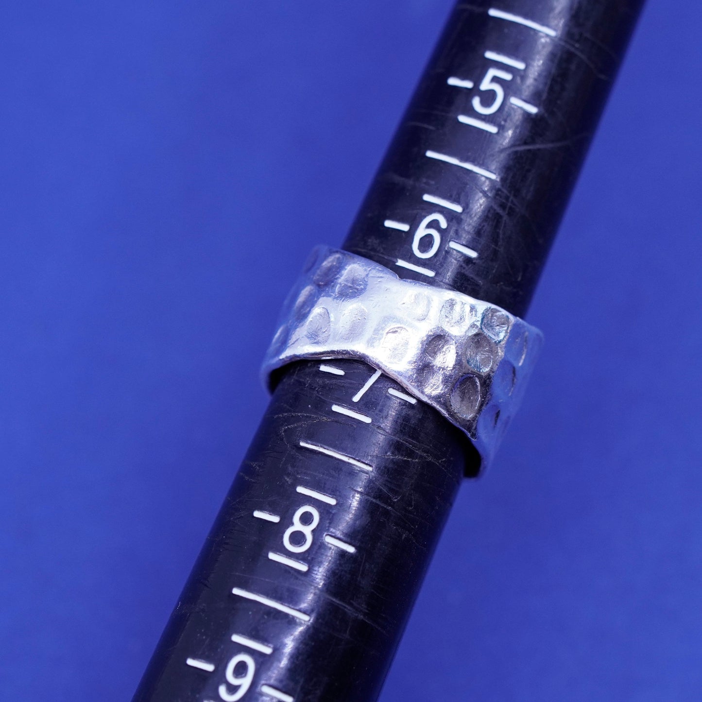 Size 6.25, mexico Sterling silver handmade ring, modern hammered 925 wide band