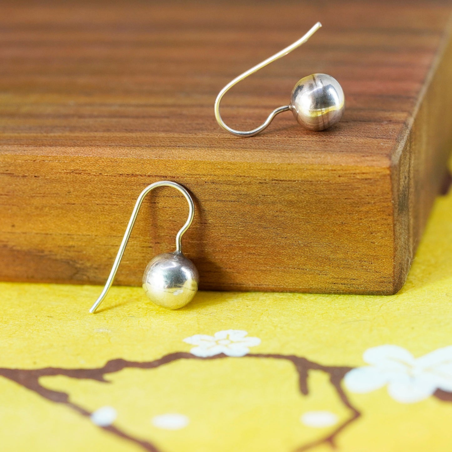 Vintage Sterling silver handmade earrings, 925 beads drops