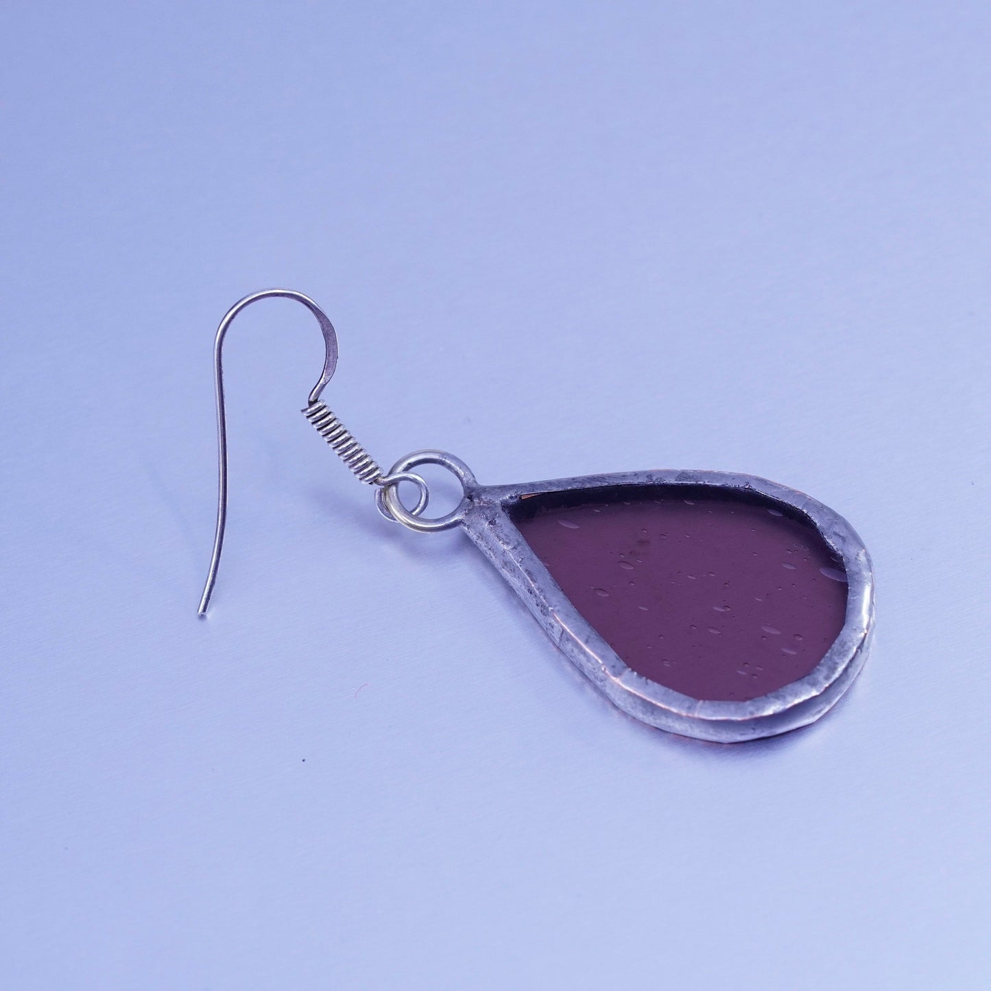 Vintage Sterling 925 silver earrings with teardrop glass, stamped 925 on hooks