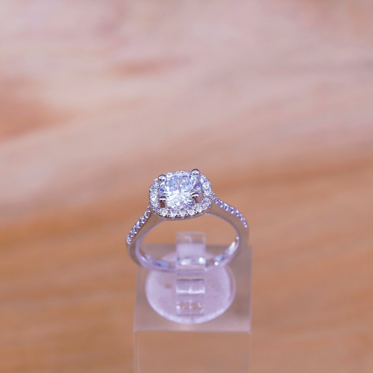 Size 6.25, vintage Sterling 925 silver anniversary ring with clear cz